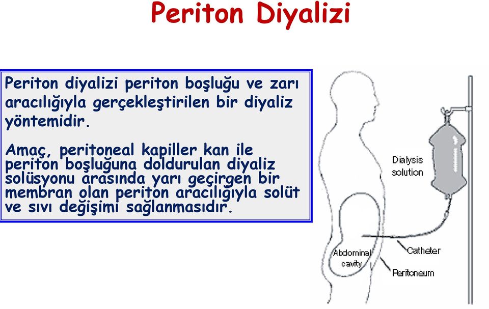 Amaç, peritoneal kapiller kan ile periton boşluğuna doldurulan diyaliz