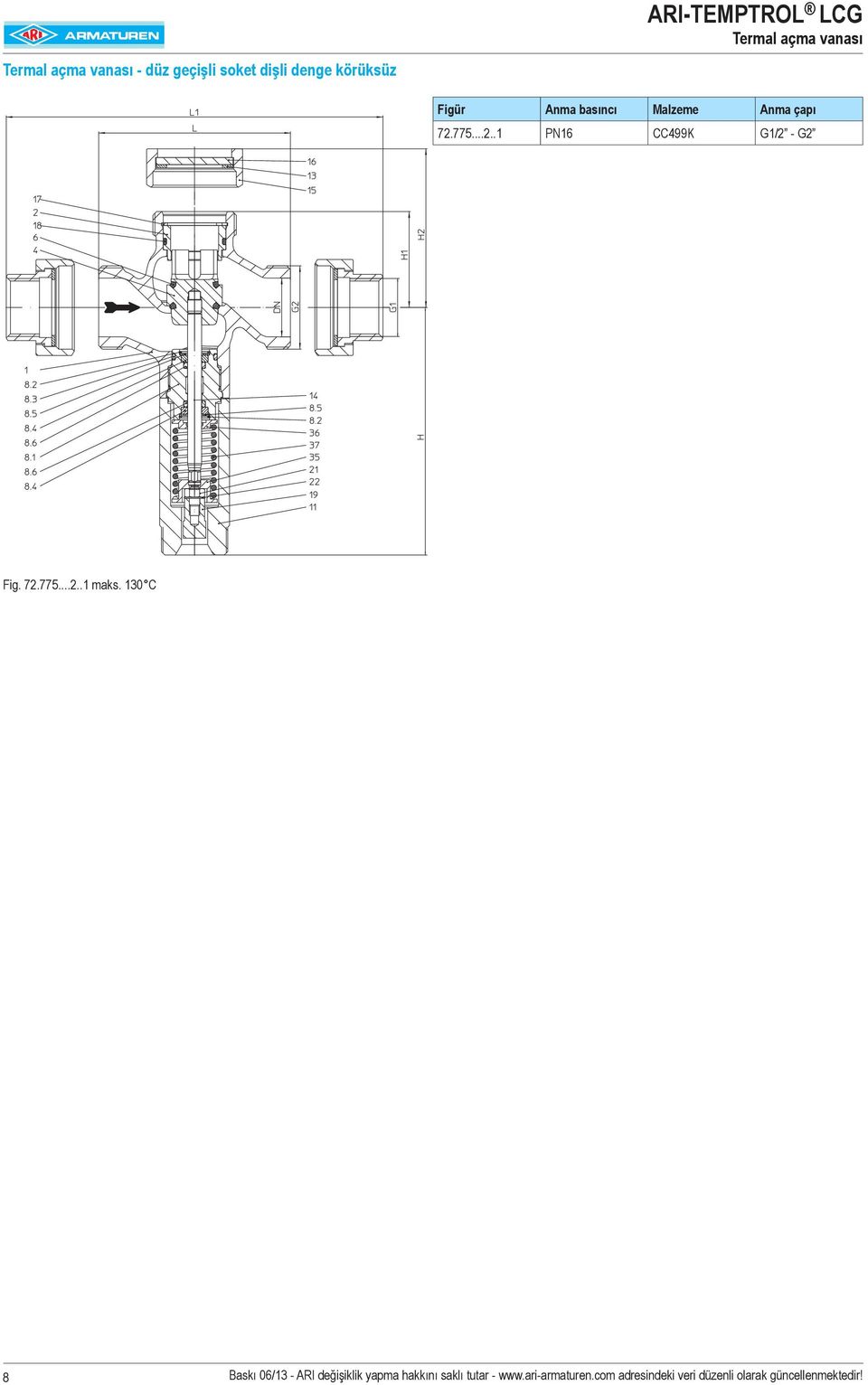 775...2..1 PN16 CC499K G1/2 - G2 Fig. 72.775...2..1 maks.