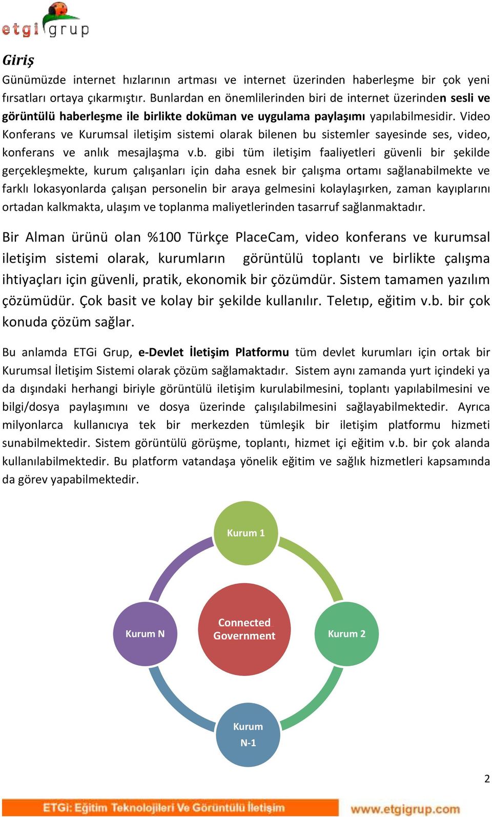 Video Konferans ve Kurumsal iletişim sistemi olarak bi