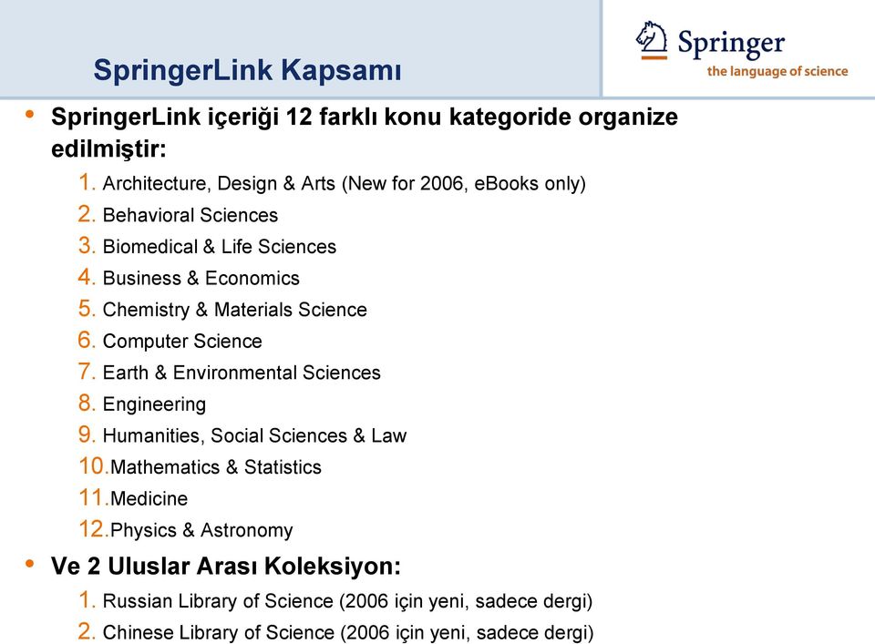 Chemistry & Materials Science 6. Computer Science 7. Earth & Environmental Sciences 8. Engineering 9. Humanities, Social Sciences & Law 10.