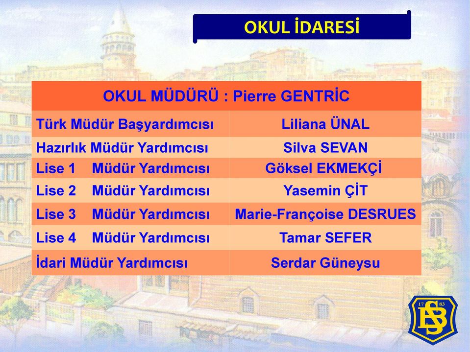 EKMEKÇİ Lise 2 Müdür Yardımcısı Yasemin ÇİT Lise 3 Müdür Yardımcısı