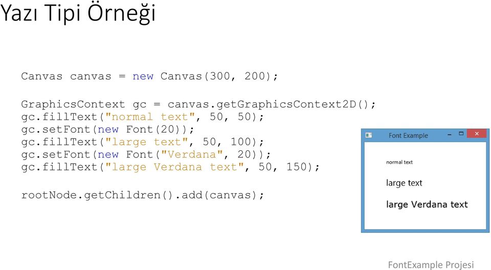 setfont(new Font(20)); gc.filltext("large text", 50, 100); gc.