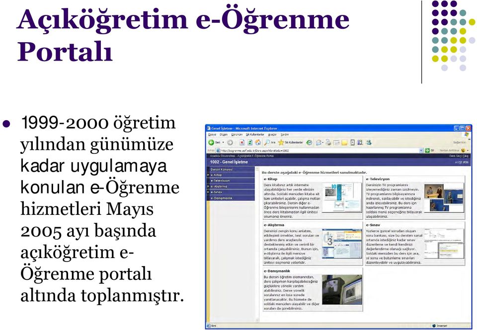 konulan e-öğrenme hizmetleri Mayıs 2005 ayı