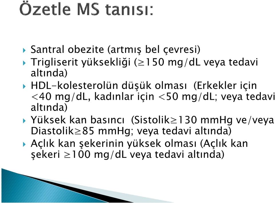 veya tedavi altında) Yüksek kan basıncı (Sistolik 130 mmhg ve/veya Diastolik 85 mmhg; veya