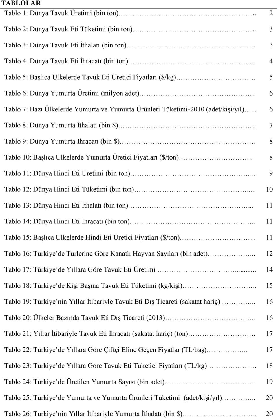 .. 6 Tablo 8: Dünya Yumurta İthalatı (bin $).. 7 Tablo 9: Dünya Yumurta İhracatı (bin $). 8 Tablo 10: Başlıca Ülkelerde Yumurta Üretici Fiyatları ($/ton).