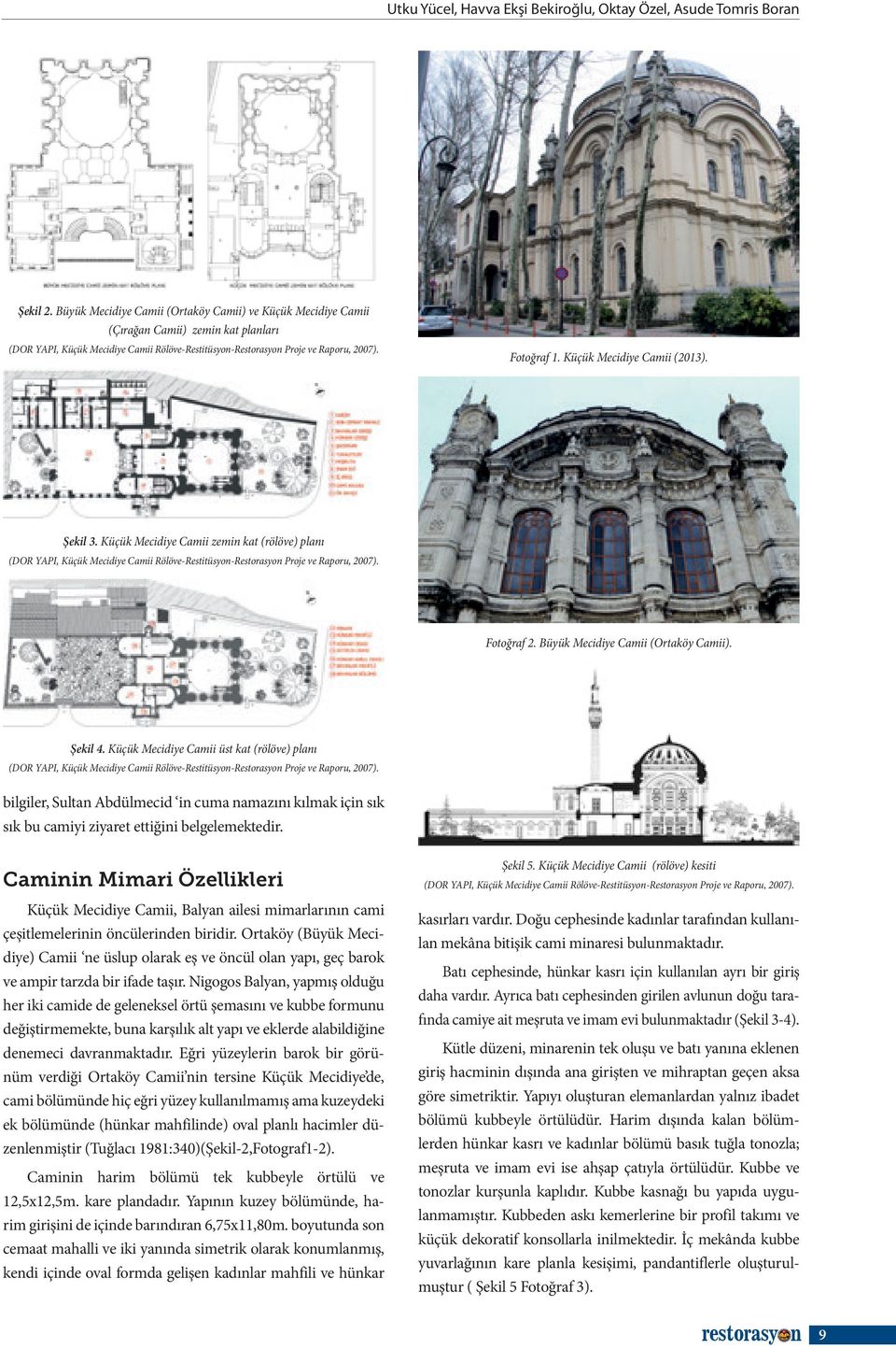 Küçük Mecidiye Camii (2013). Şekil 3. Küçük Mecidiye Camii zemin kat (rölöve) planı (DOR YAPI, Küçük Mecidiye Camii Rölöve-Restitüsyon-Restorasyon Proje ve Raporu, 2007). Fotoğraf 2.