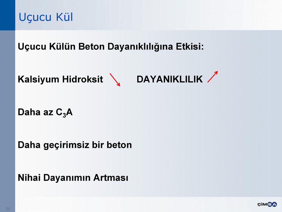 DAYANIKLILIK Daha az C 3 A Daha