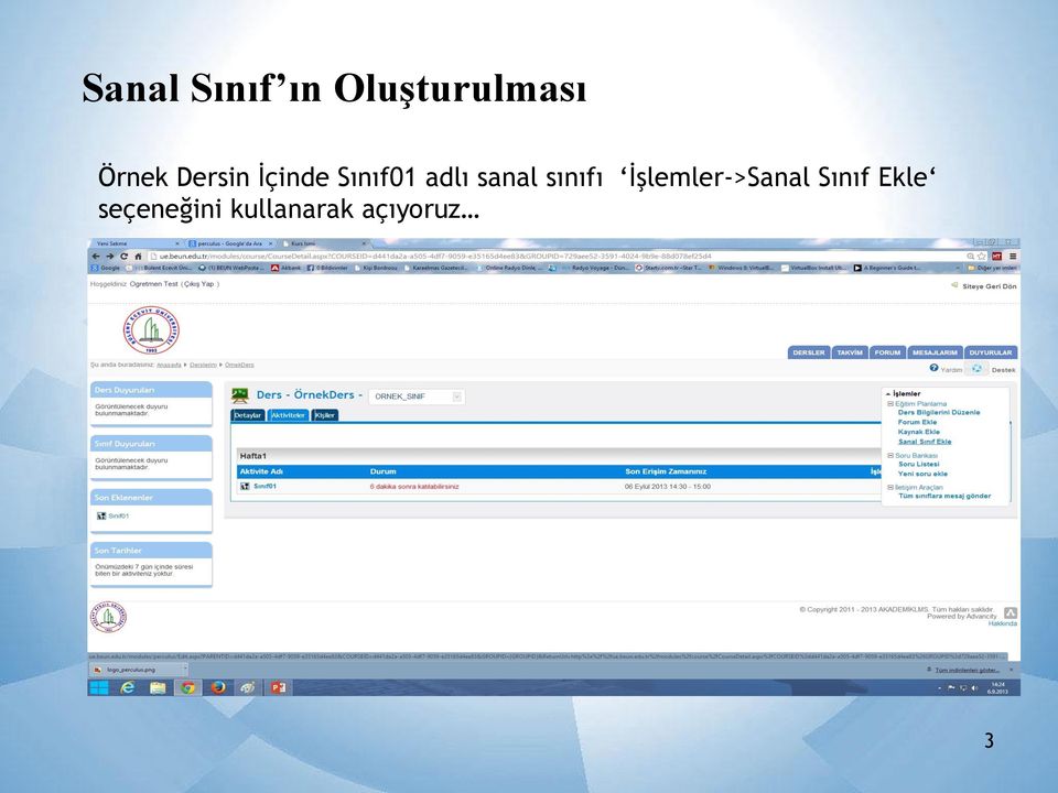 sanal sınıfı İşlemler->Sanal