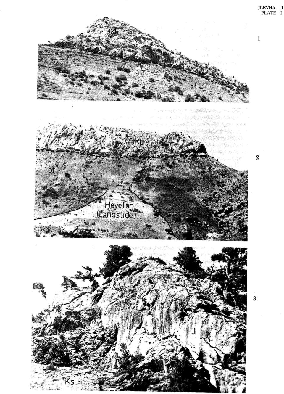 PLATE II Figure 1: View of sliding traces on an olistolith (JKb) in the Pınarcık Çeşmesi Olisthostrome (Kp) (Çukıırbag
