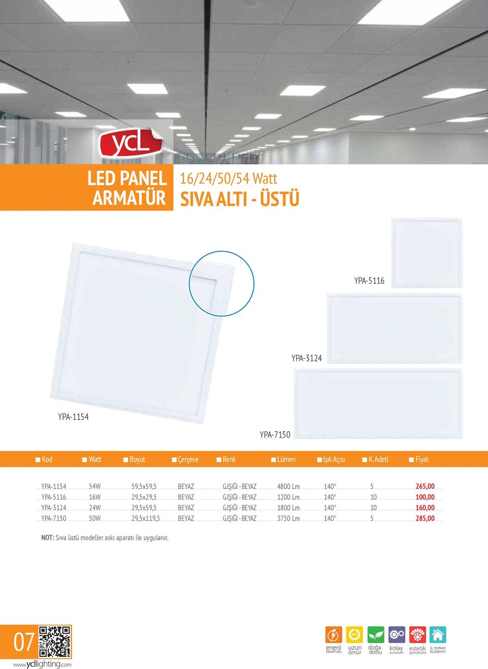 Adeti Fiyat YPA-114 YPA-116 YPA-3124 YPA-71 4W 16W 24W W 9,x9, 29,x29, 29,x9,