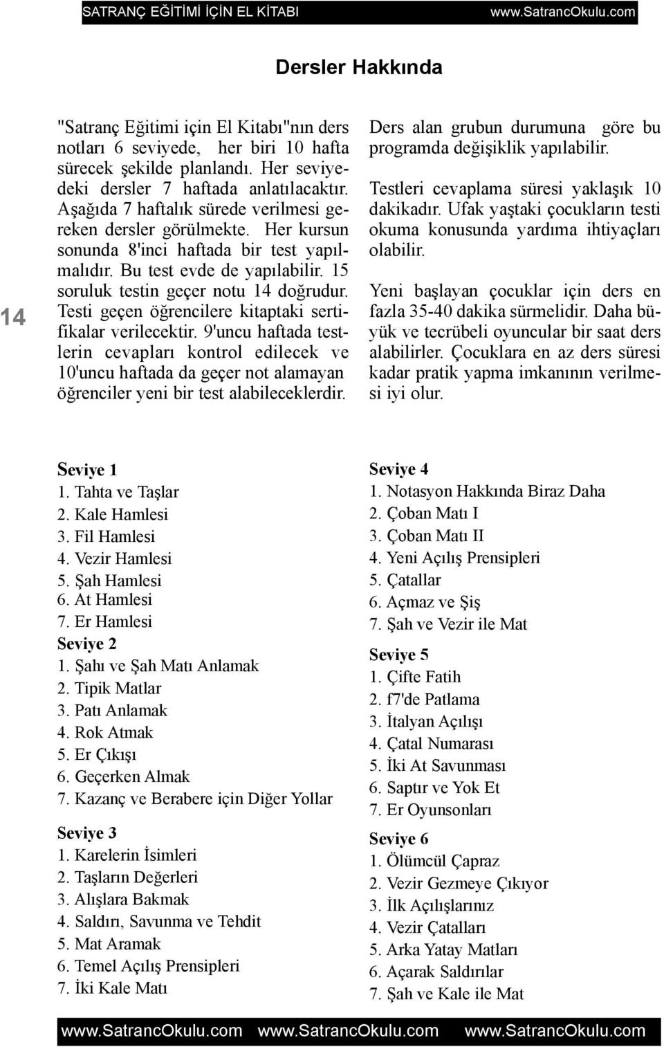15 soruluk testin geçer notu 14 doðrudur. Testi geçen öðrencilere kitaptaki sertifikalar verilecektir.