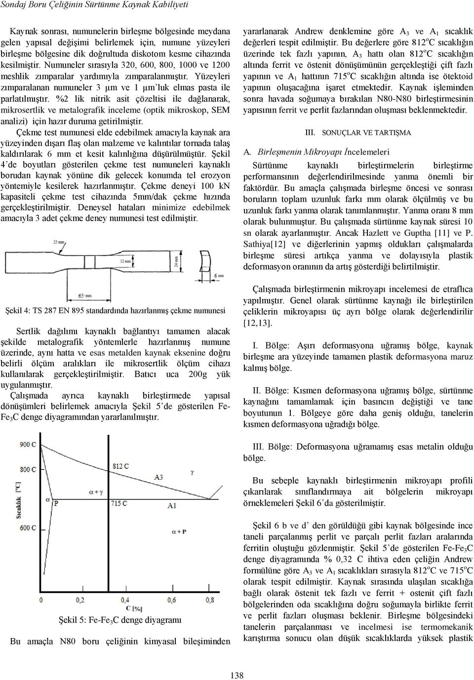 Yüzeyleri zımparalanan numuneler 3 µm ve 1 µm luk elmas pasta ile parlatılmıştır.