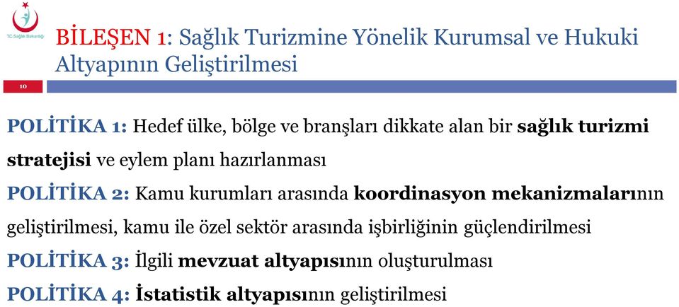 kurumları arasında koordinasyon mekanizmalarının geliştirilmesi, kamu ile özel sektör arasında işbirliğinin