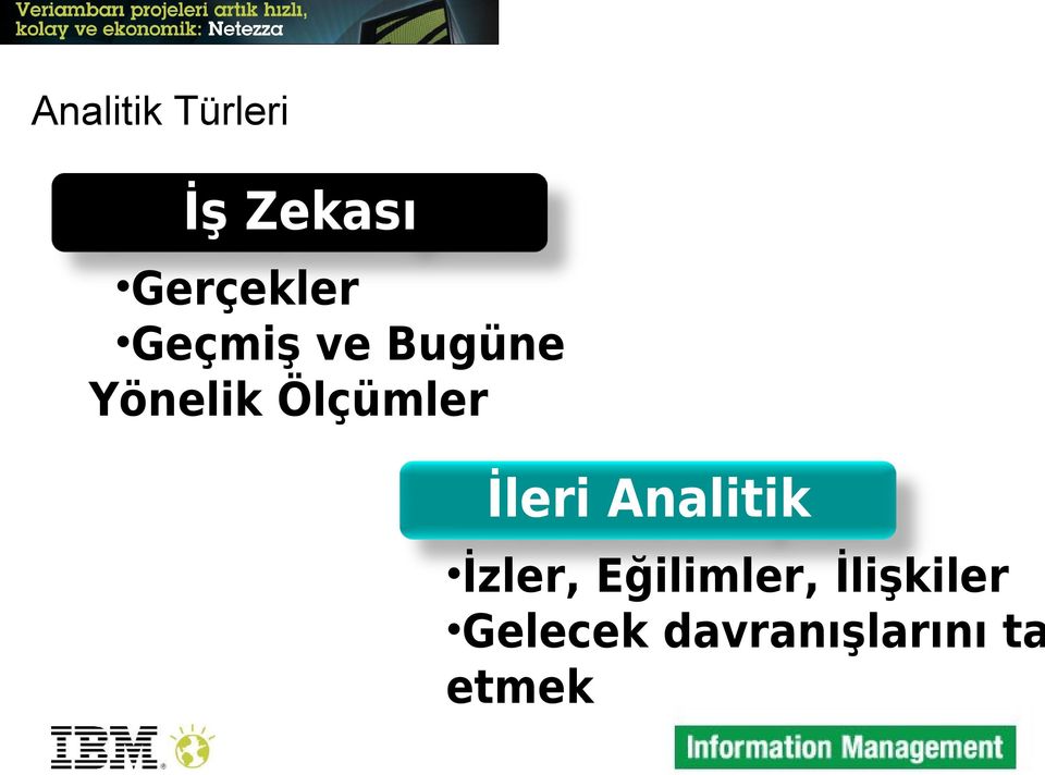 İleri Analitik İzler, Eğilimler,