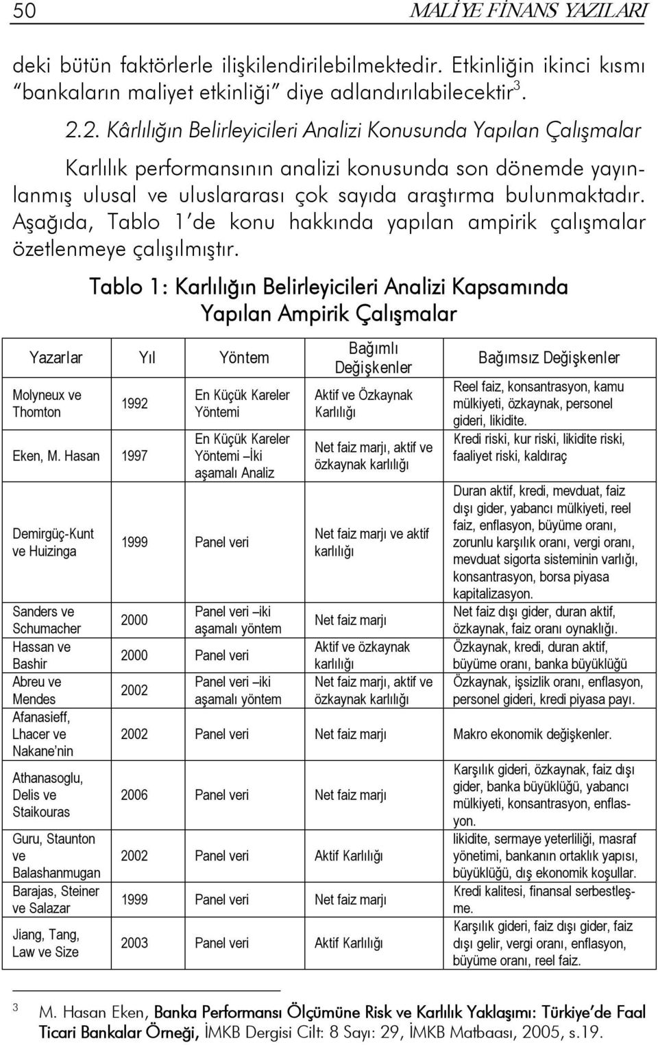 Aşağıda, Tablo 1 de konu hakkında yapılan ampirik çalışmalar özetlenmeye çalışılmıştır.