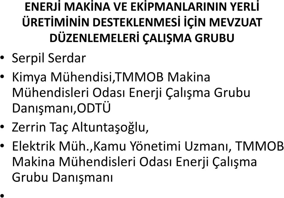 Mühendisleri Odası Enerji Çalışma Grubu Danışmanı,ODTÜ Zerrin Taç Altuntaşoğlu,