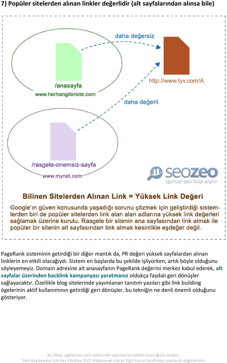 Domain adresine ait anasayfanın PageRank değerini merkez kabul ederek, alt sayfalar üzerinden backlink kampanyası yaratmanız oldukça faydalı geri dönüşler