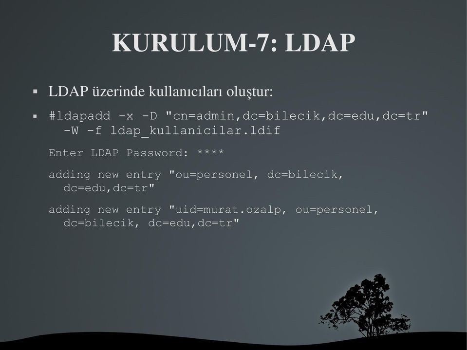 ldif Enter LDAP Password: **** adding new entry "ou=personel,