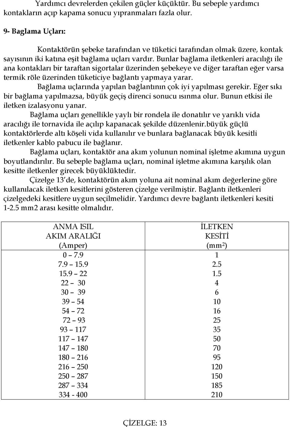 Bunlar bağlama iletkenleri aracılığı ile ana kontakları bir taraftan sigortalar üzerinden şebekeye ve diğer taraftan eğer varsa termik röle üzerinden tüketiciye bağlantı yapmaya yarar.