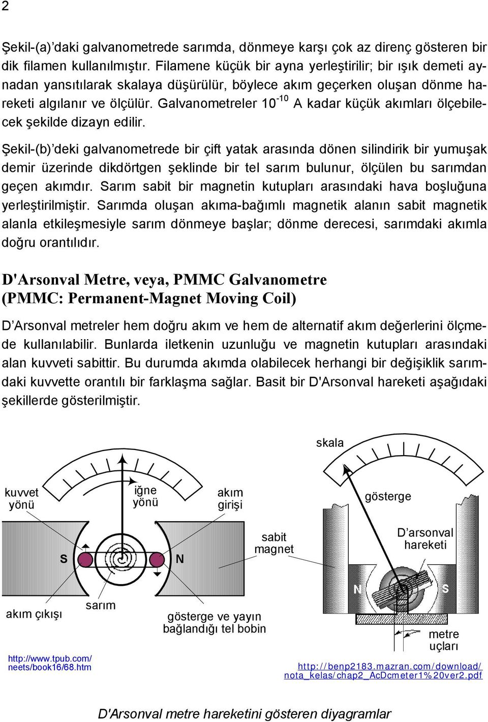 Galvanometreler 10-10 A kadar küçük akımları ölçebilecek şekilde dizayn edilir.