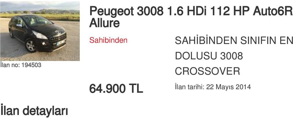 SAHİBİNDEN SINIFIN EN DOLUSU 3008