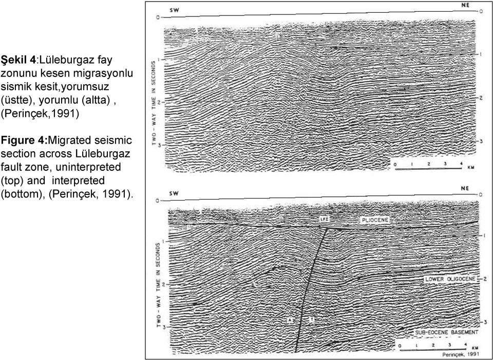 Figure 4:Migrated seismic section across Lüleburgaz fault