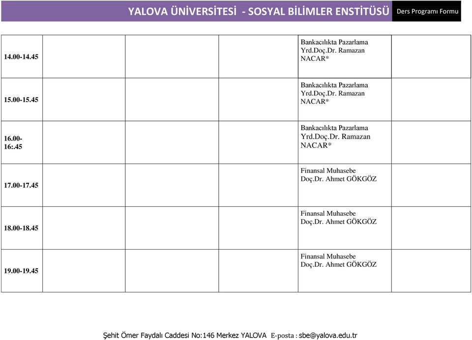 45 Bankacılıkta Pazarlama 17.00-17.