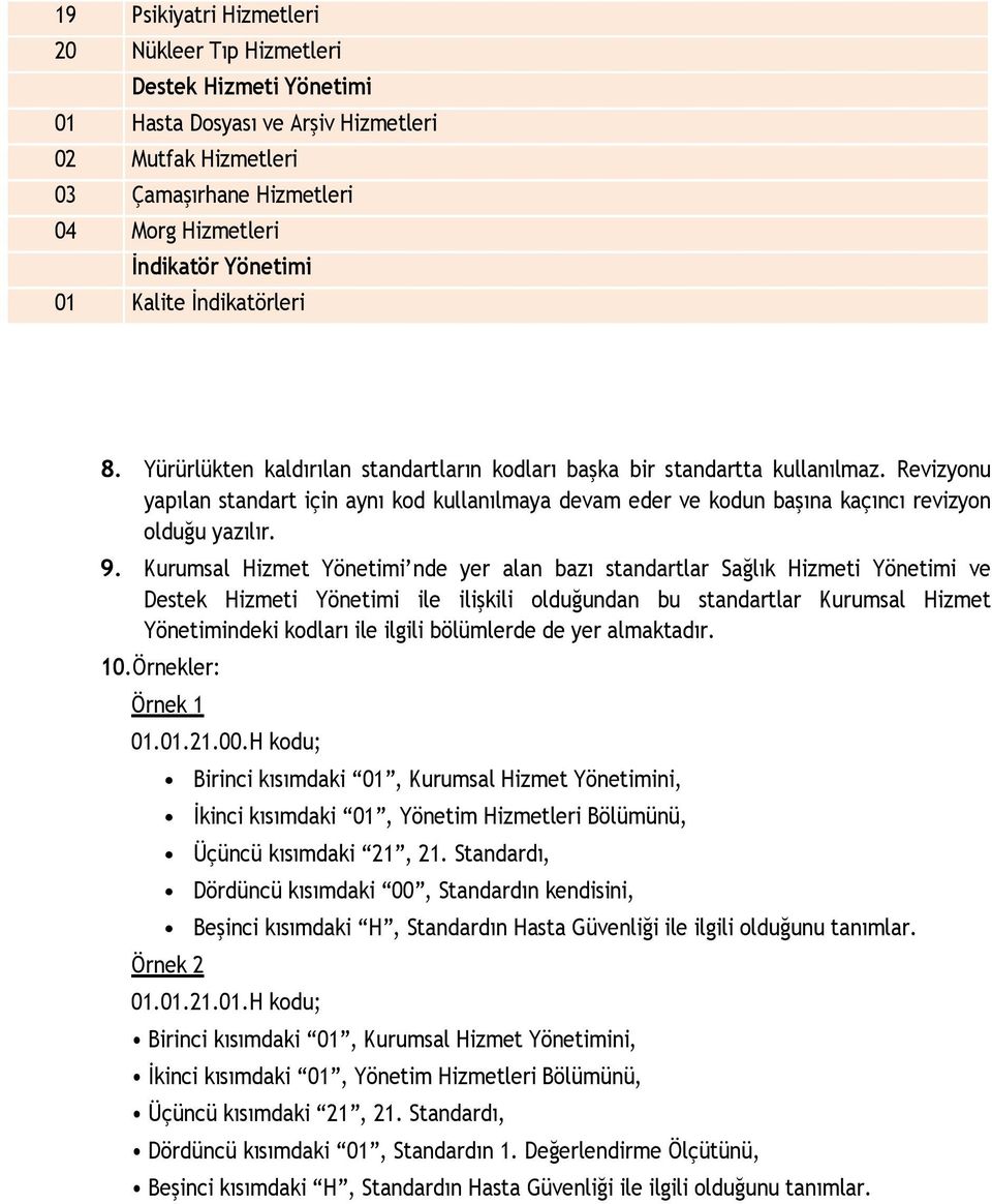 Revizyonu yapılan standart için aynı kod kullanılmaya devam eder ve kodun başına kaçıncı revizyon olduğu yazılır. 9.