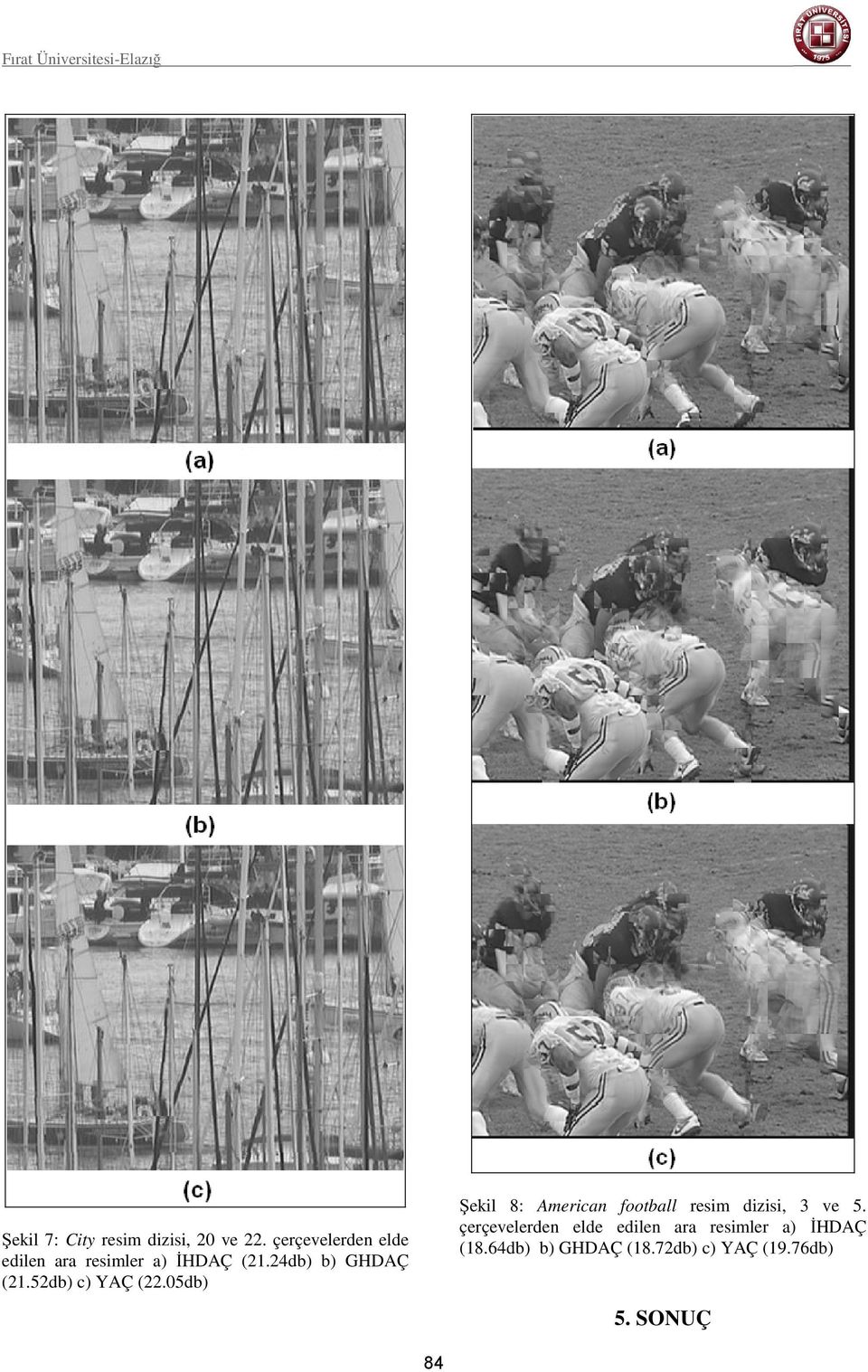 52db) c) YAÇ (22.05db) Şekil 8: American football resim dizisi, 3 ve 5.