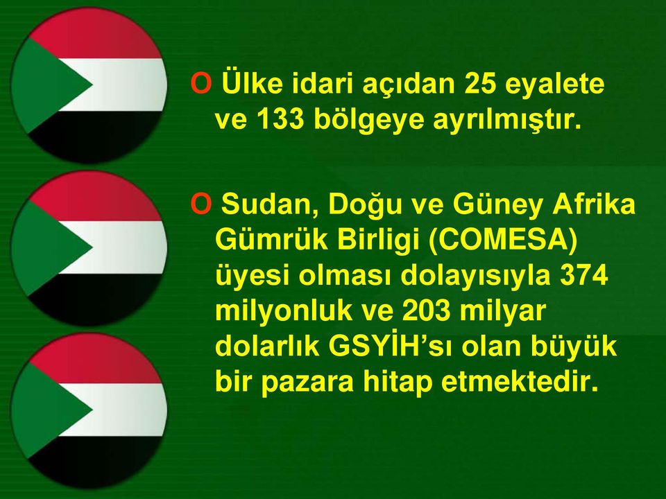 Ο Sudan, Doğu ve Güney Afrika Gümrük Birligi (COMESA)