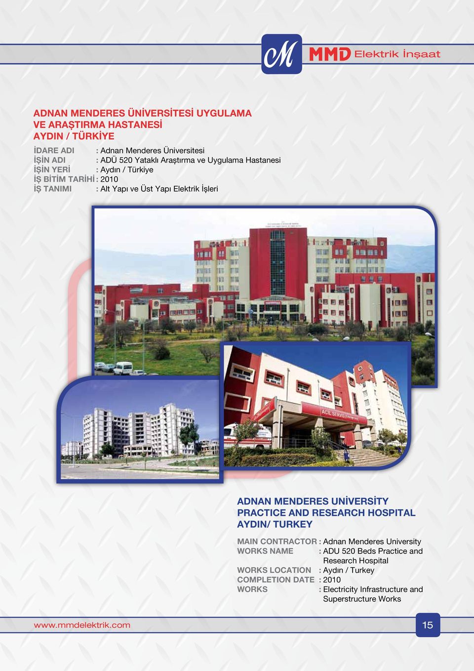 2010 ADNAN MENDERES UNİVERSİTY PRACTICE AND RESEARCH HOSPITAL AYDIN/ TURKEY NAME