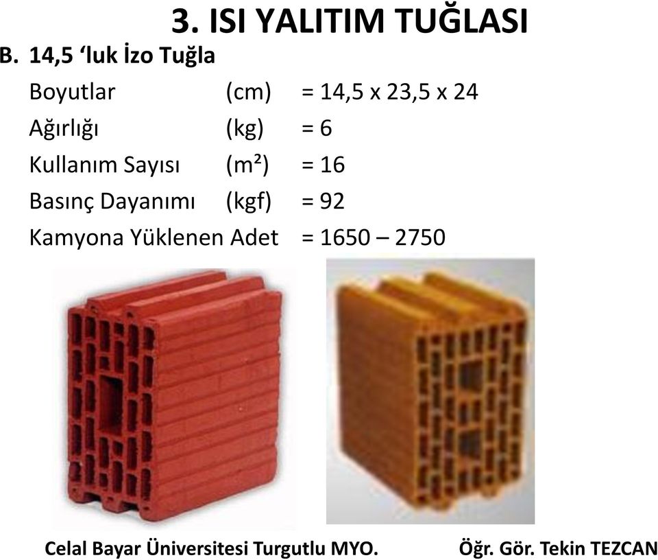 23,5 x 24 Ağırlığı (kg) = 6 Kullanım Sayısı