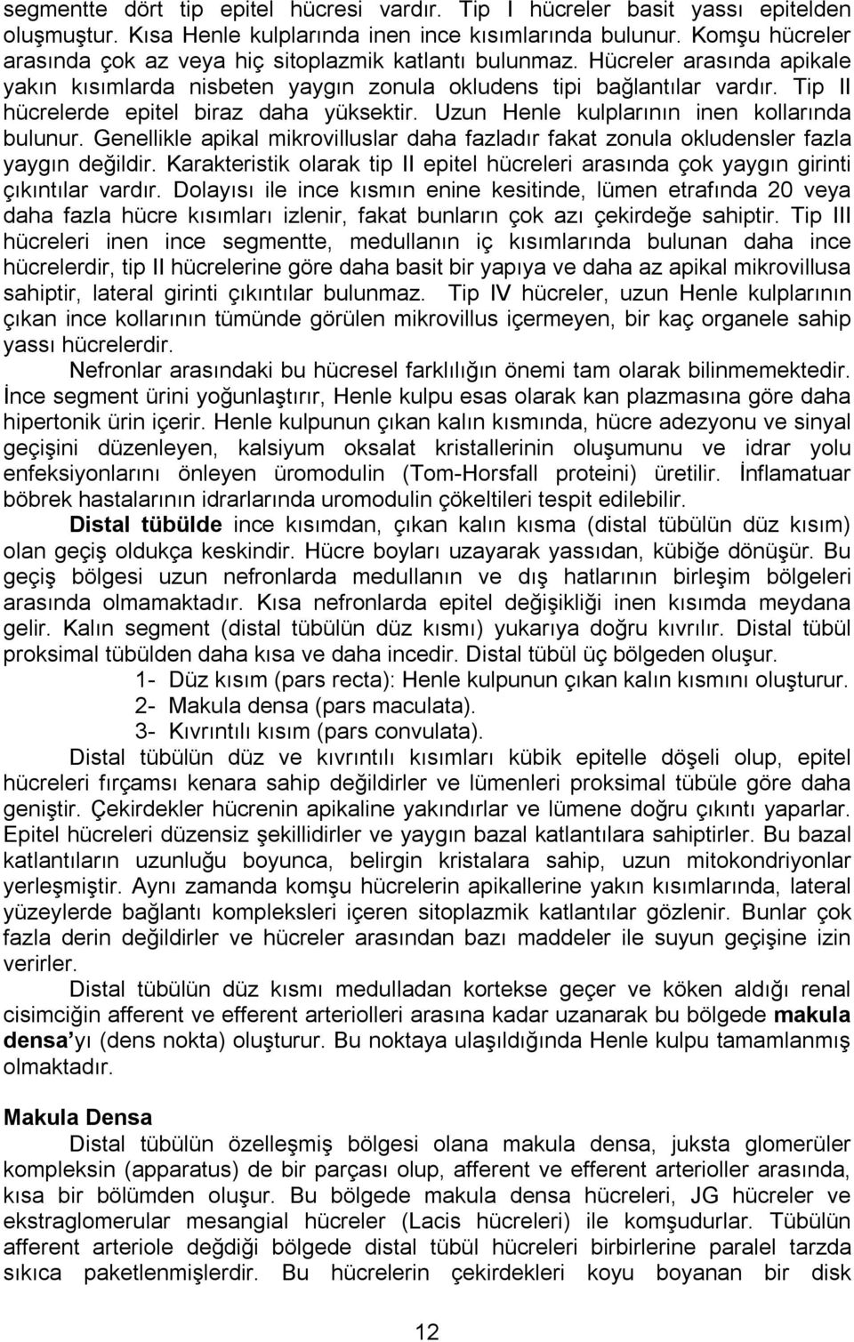 Tip II hücrelerde epitel biraz daha yüksektir. Uzun Henle kulplarının inen kollarında bulunur. Genellikle apikal mikrovilluslar daha fazladır fakat zonula okludensler fazla yaygın değildir.