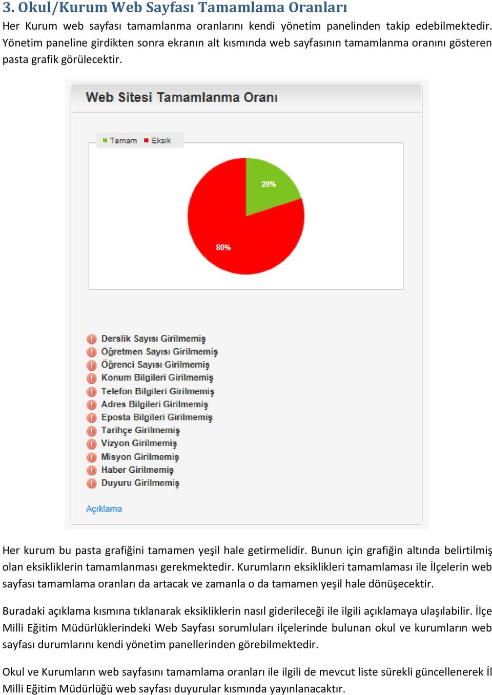 Bunun için grafiğin altında belirtilmiş olan eksikliklerin tamamlanması gerekmektedir.