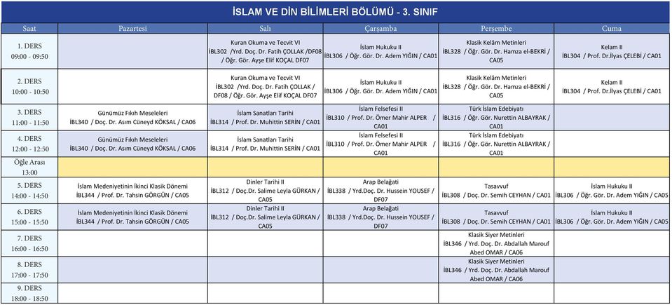 Dr. Asım Cüneyd KÖKSAL / Günümüz Fıkıh Meseleleri İBL340 / Doç. Dr. Asım Cüneyd KÖKSAL / İslam Medeniyetinin İkinci Klasik Dönemi İBL344 / Prof. Dr. Tahsin GÖRGÜN / İslam Medeniyetinin İkinci Klasik Dönemi İBL344 / Prof.