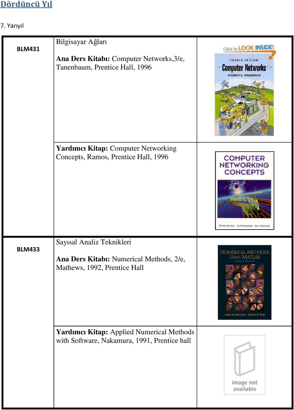 Hall, 1996 Yardımcı Kitap: Computer Networking Concepts, Ramos, Prentice Hall, 1996 BLM433