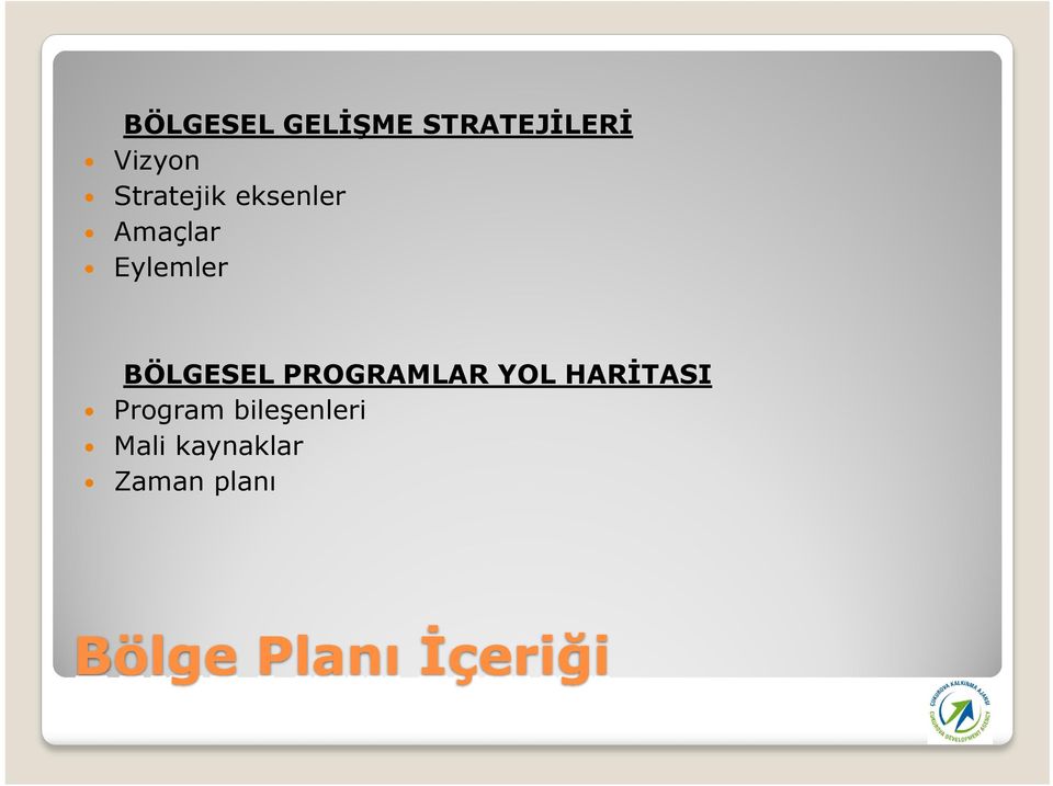 BÖLGESEL PROGRAMLAR YOL HARİTASI Program