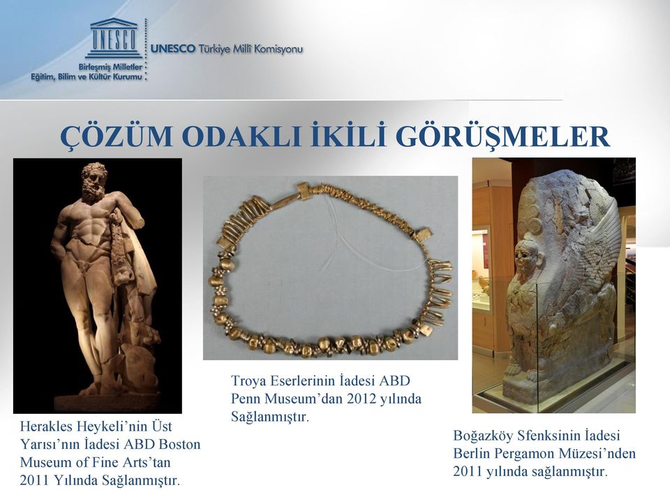 Troya Eserlerinin İadesi ABD Penn Museum dan 2012 yılında Sağlanmıştır.