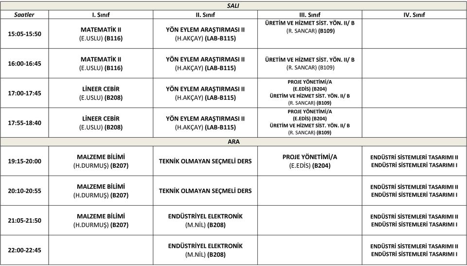 USLU) (B208) YÖN EYLEM ŞTIRMASI II YÖN EYLEM ŞTIRMASI II TEKNİK OLMAYAN SEÇMELİ