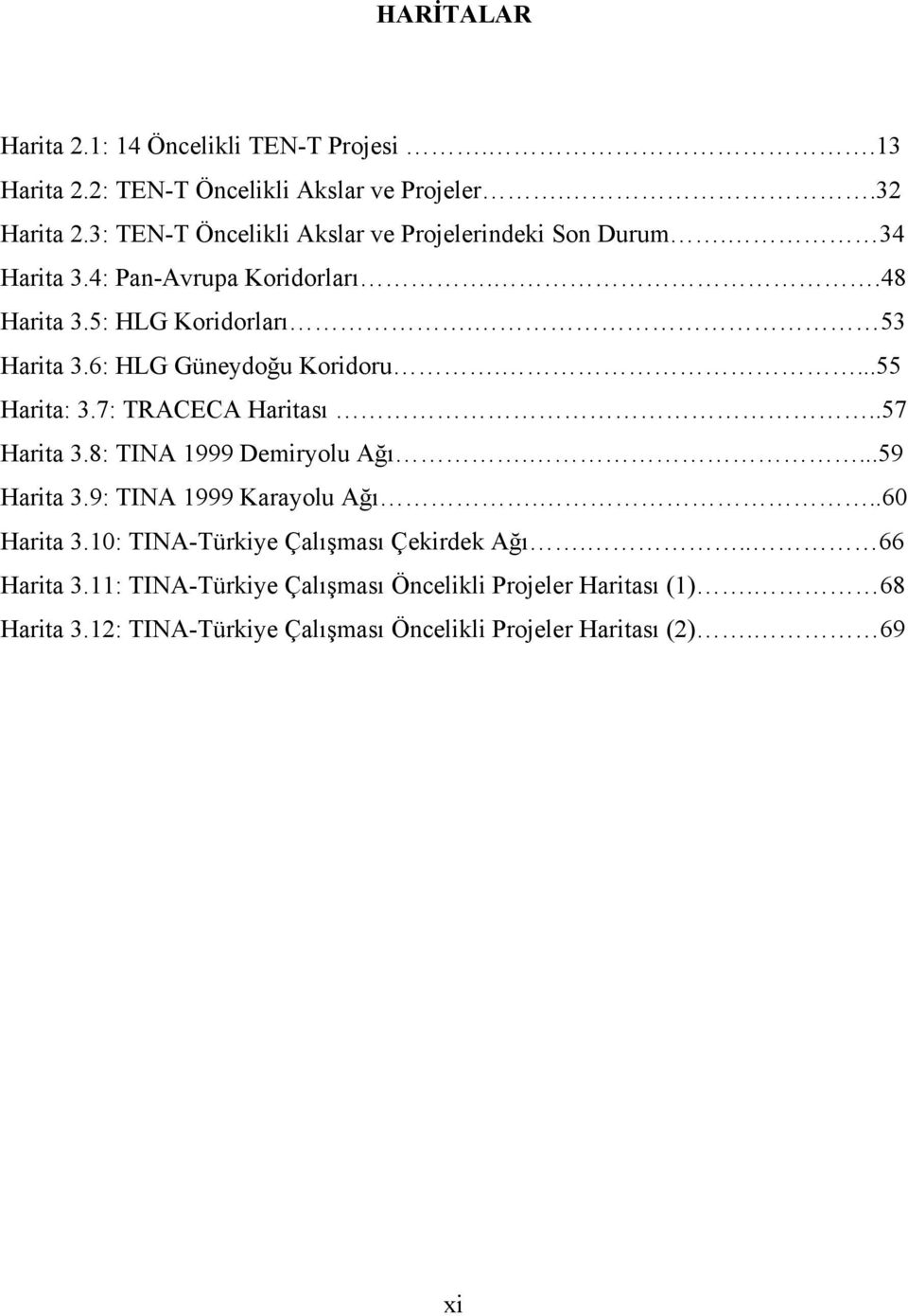 6: HLG Güneydoğu Koridoru....55 Harita: 3.7: TRACECA Haritası..57 Harita 3.8: TINA 1999 Demiryolu Ağı....59 Harita 3.9: TINA 1999 Karayolu Ağı.