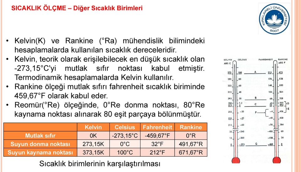 Rankine ölçeği mutlak sıfırı fahrenheit sıcaklık biriminde 459,67 F olarak kabul eder.