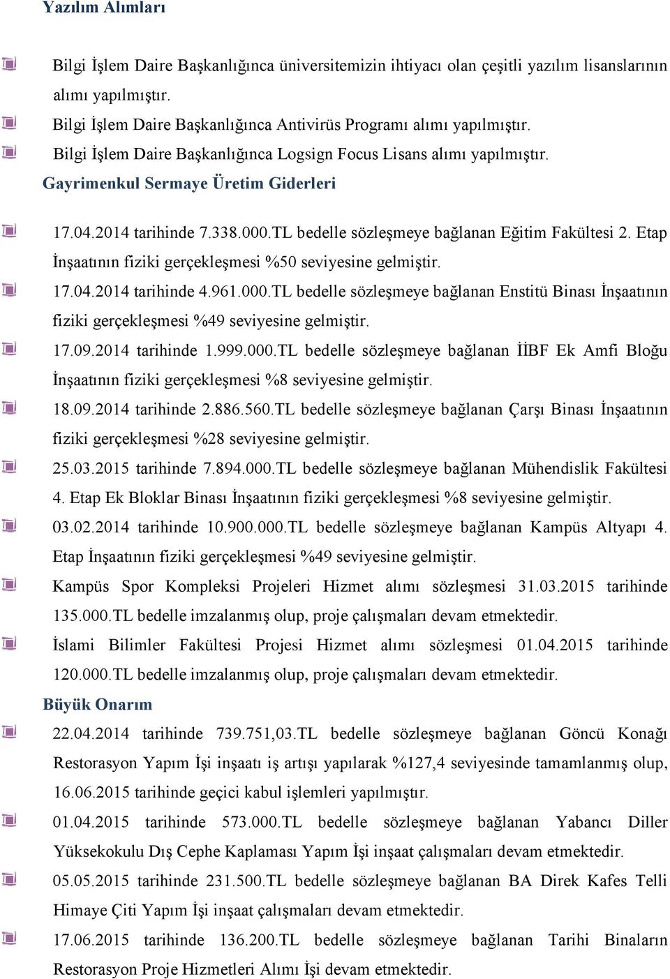 Etap İnşaatının fiziki gerçekleşmesi %50 seviyesine gelmiştir. 17.04.2014 tarihinde 4.961.000.TL bedelle sözleşmeye bağlanan Enstitü Binası İnşaatının fiziki gerçekleşmesi %49 seviyesine gelmiştir.