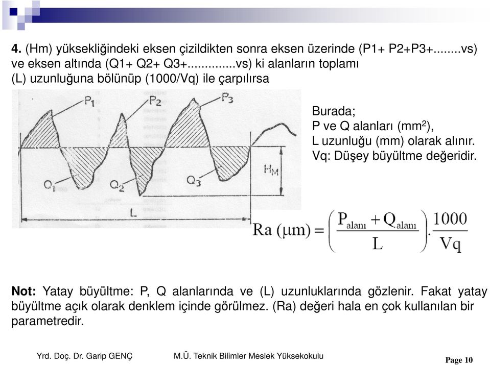 uzunluğu (mm) olarak alınır. Vq: Düşey büyültme değeridir.