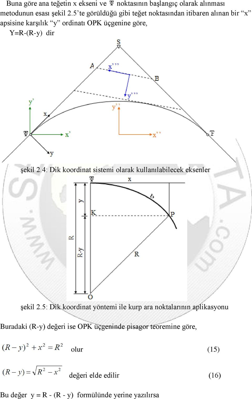 şekil 2.4: Dik koordinat sistemi olarak kullanılabilecek eksenler şekil 2.