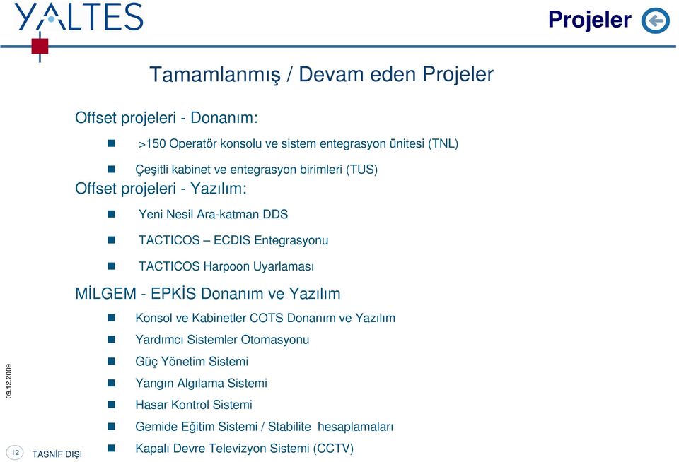 Uyarlaması MİLGEM - EPKİS Donanım ve Yazılım 12 TASNİF DI I Konsol ve Kabinetler COTS Donanım ve Yazılım Yardımcı Sistemler Otomasyonu Güç