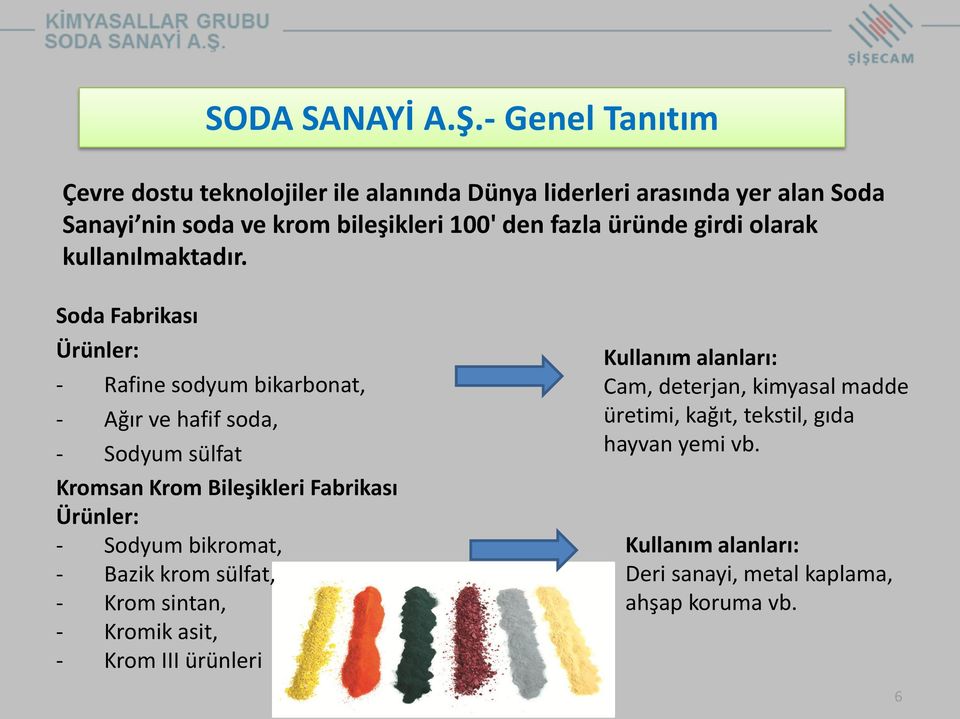 üründe girdi olarak kullanılmaktadır.