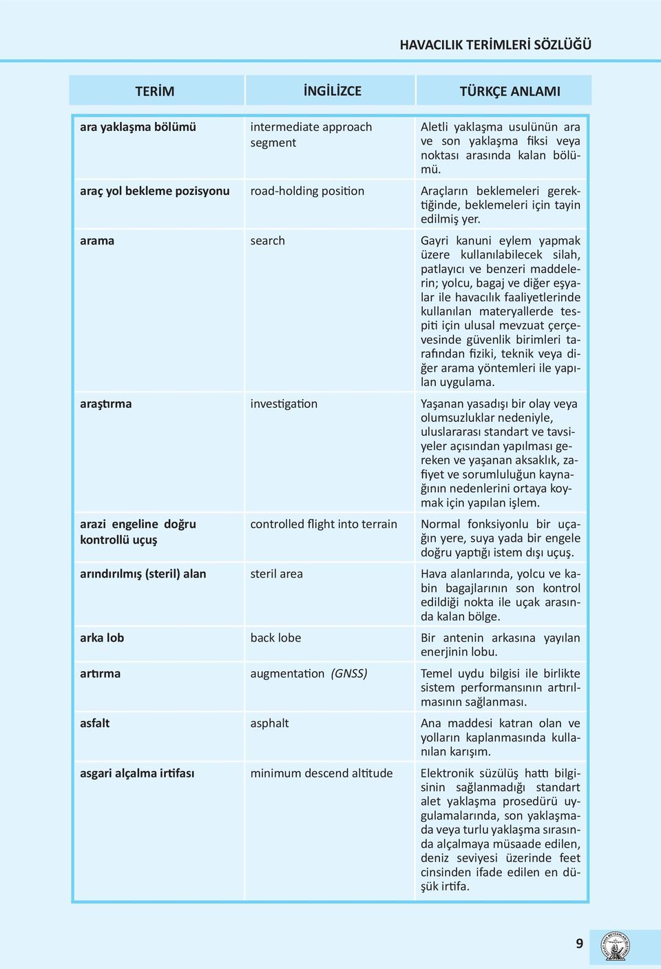 arama search Gayri kanuni eylem yapmak üzere kullanılabilecek silah, patlayıcı ve benzeri maddelerin; yolcu, bagaj ve diğer eşyalar ile havacılık faaliyetlerinde kullanılan materyallerde tespiti için