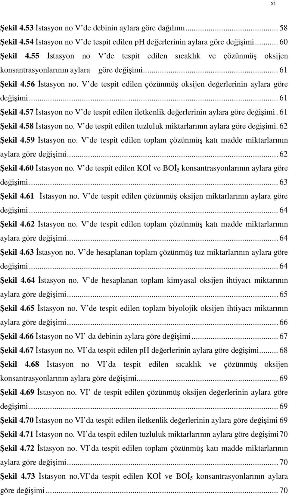 V de tespit edilen çözünmüş oksijen değerlerinin aylara göre değişimi... 61 Şekil 4.57 İstasyon no V de tespit edilen iletkenlik değerlerinin aylara göre değişimi. 61 Şekil 4.58 İstasyon no.