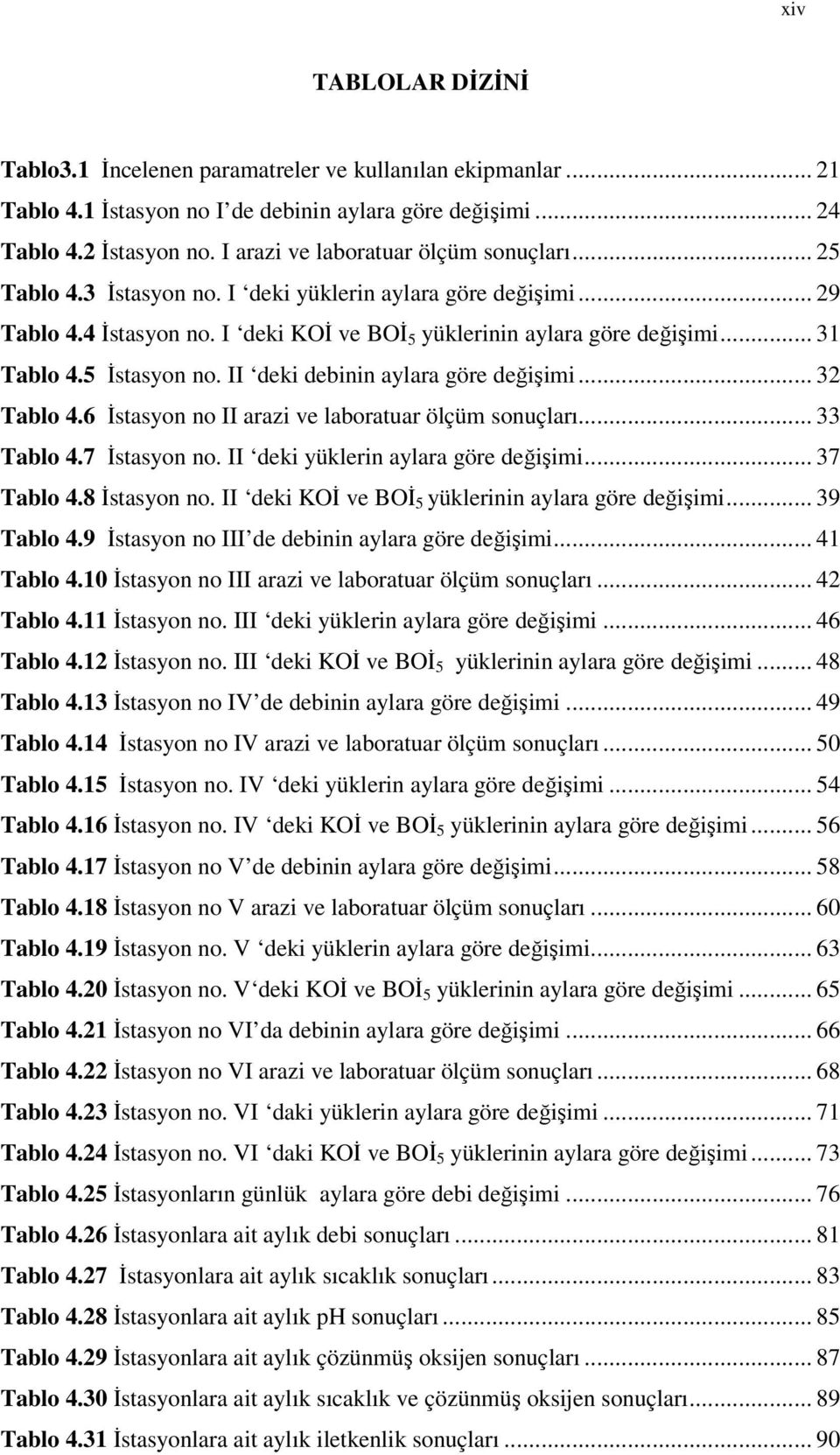 5 İstasyon no. II deki debinin aylara göre değişimi... 32 Tablo 4.6 İstasyon no II arazi ve laboratuar ölçüm sonuçları... 33 Tablo 4.7 İstasyon no. II deki yüklerin aylara göre değişimi... 37 Tablo 4.