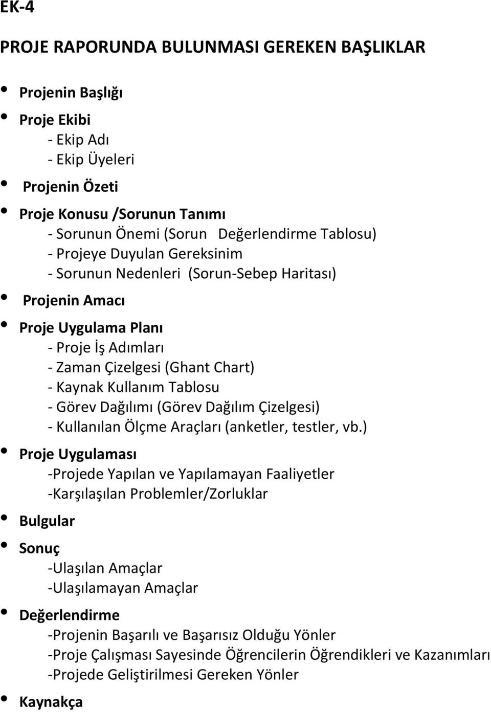 (Görev Dağılım Çizelgesi) Kullanılan Ölçme Araçları (anketler, testler, vb.